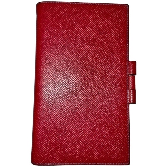 Hermes Red Epsom Leather Agenda Notebook Cover Red Blue - Picture 11 of 11